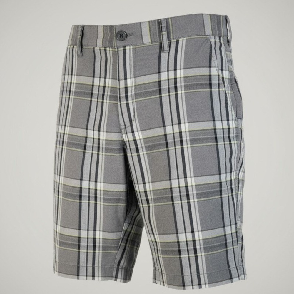 Retrofit Brand‎ Plaid Shorts Size 34 Gray Black Yellow Golf Casual 100% Cotton
